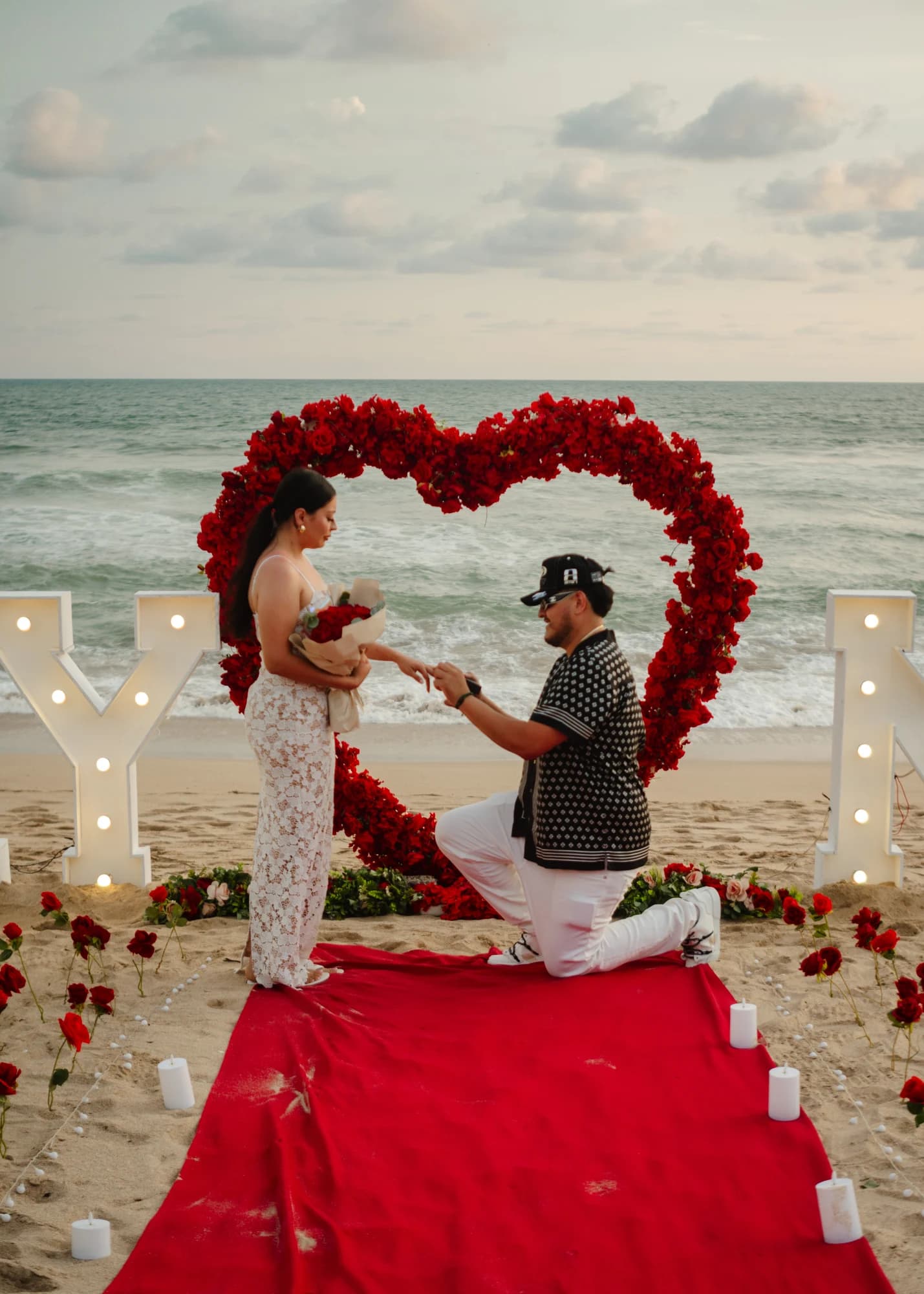 Large Letters “Marry Me” with Roses