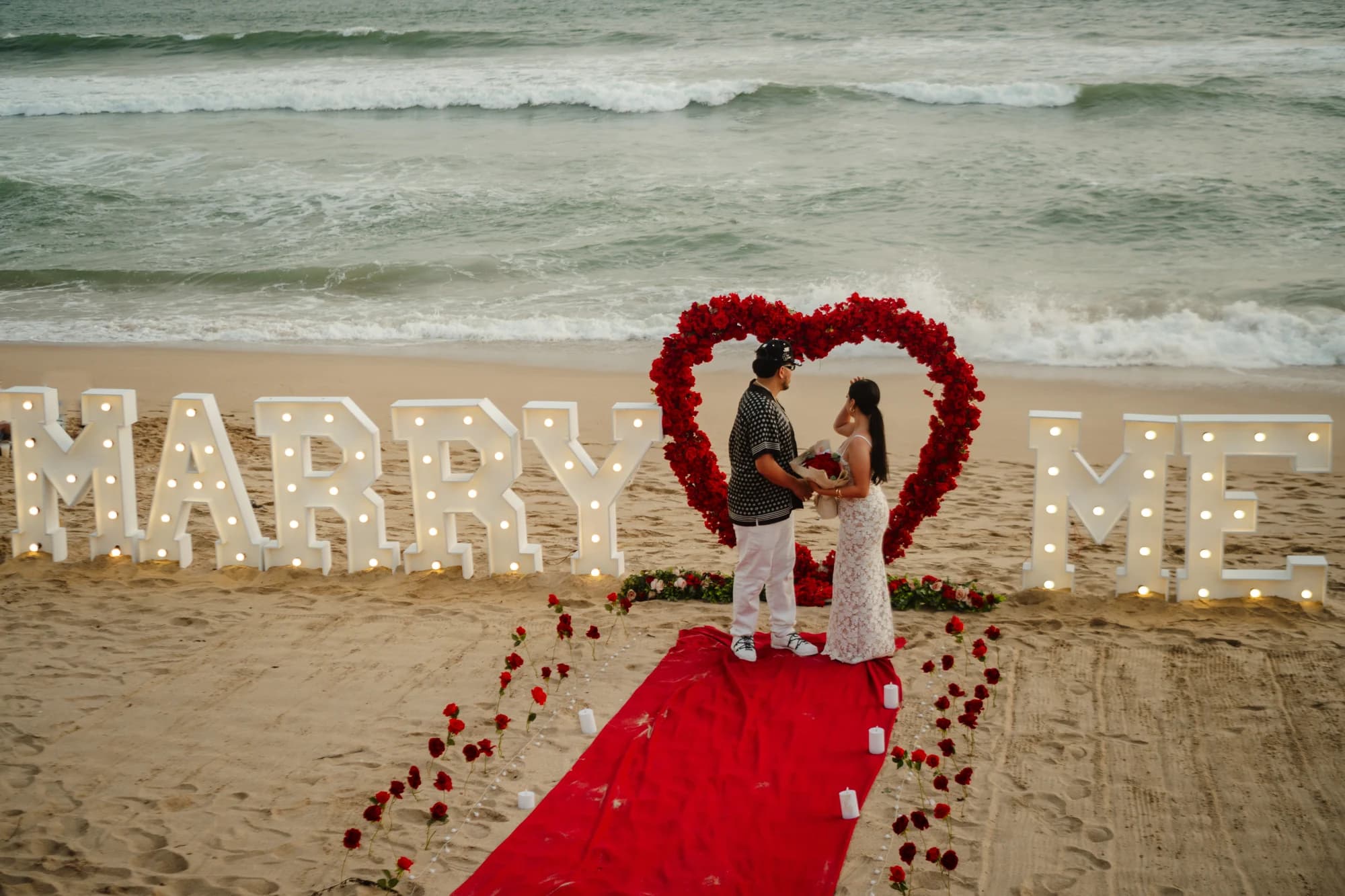 Large Letters “Marry Me” with Roses
