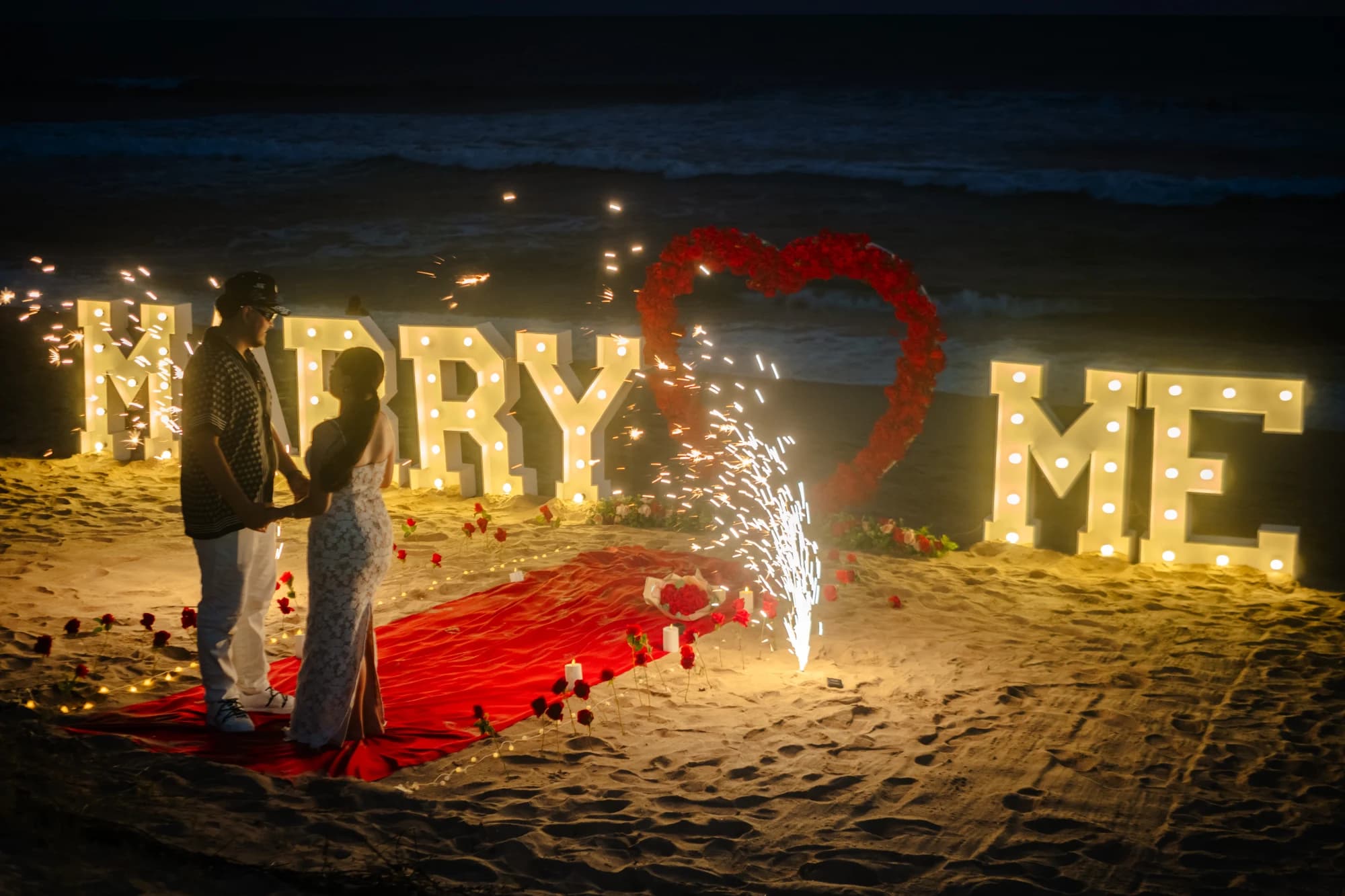 Large Letters “Marry Me” with Roses